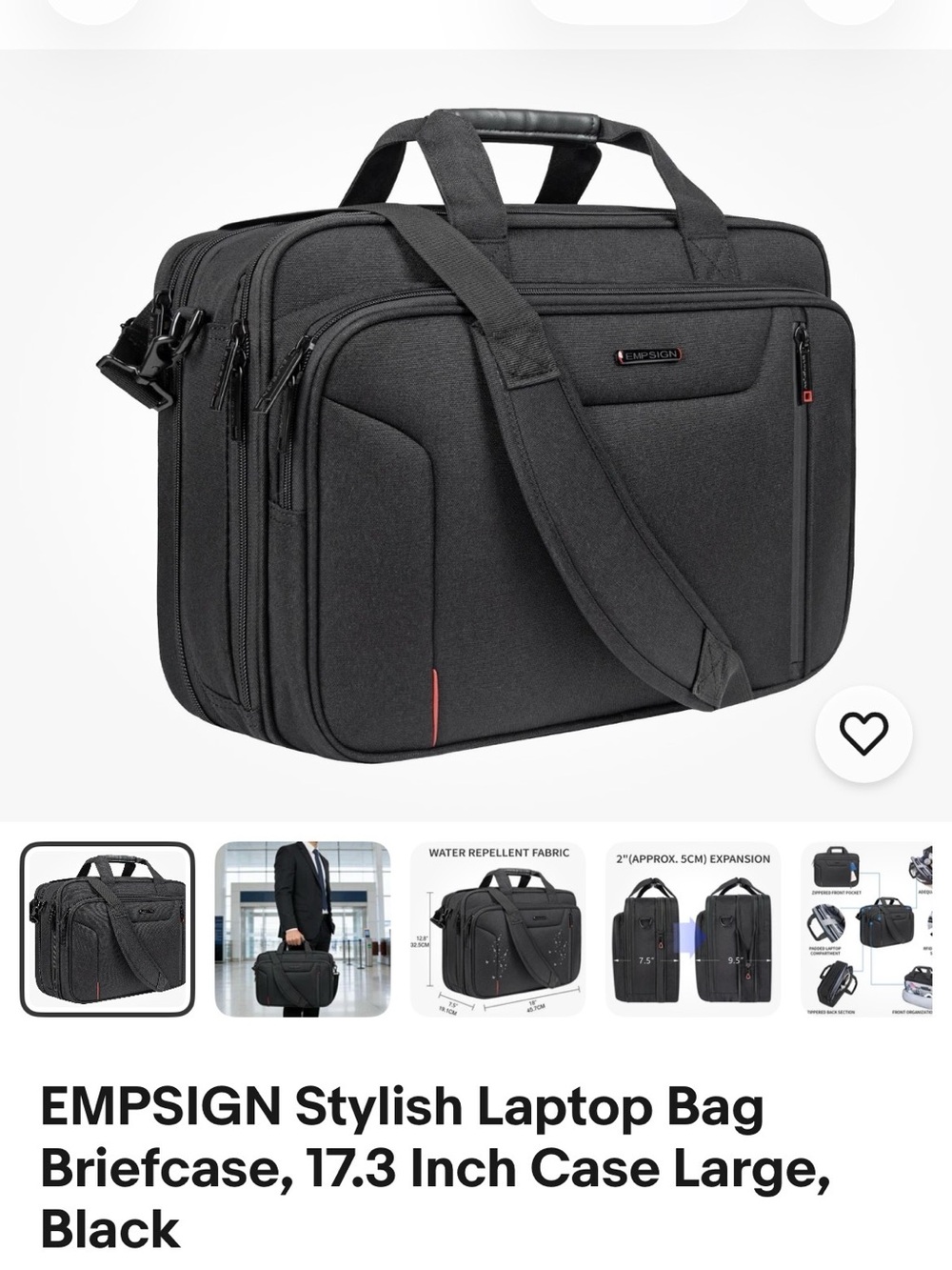 Black Laptop Briefcase – Professional 17.3" Business Bag
